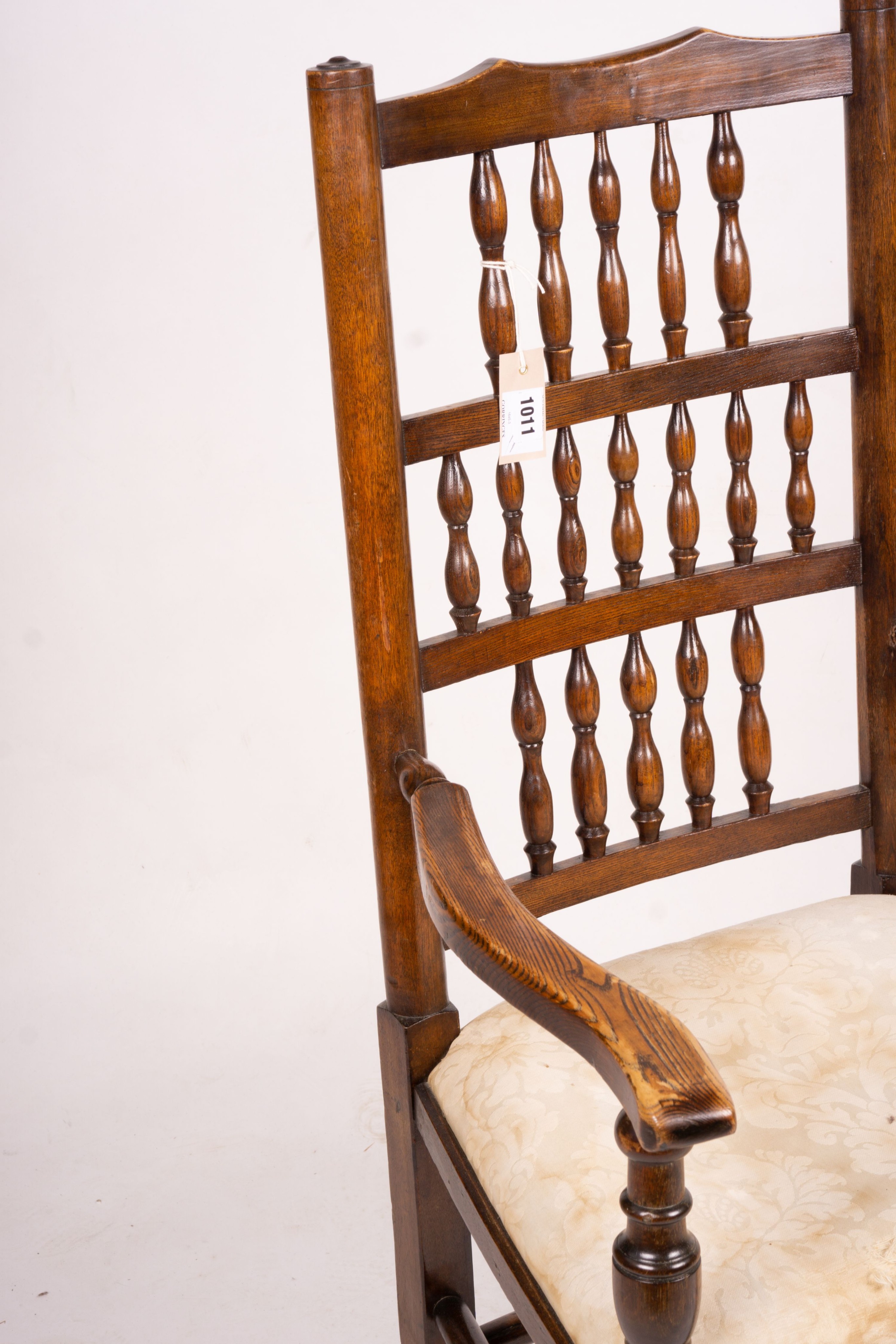 An 18th century style Lancashire ash and beech spindle back dining chair